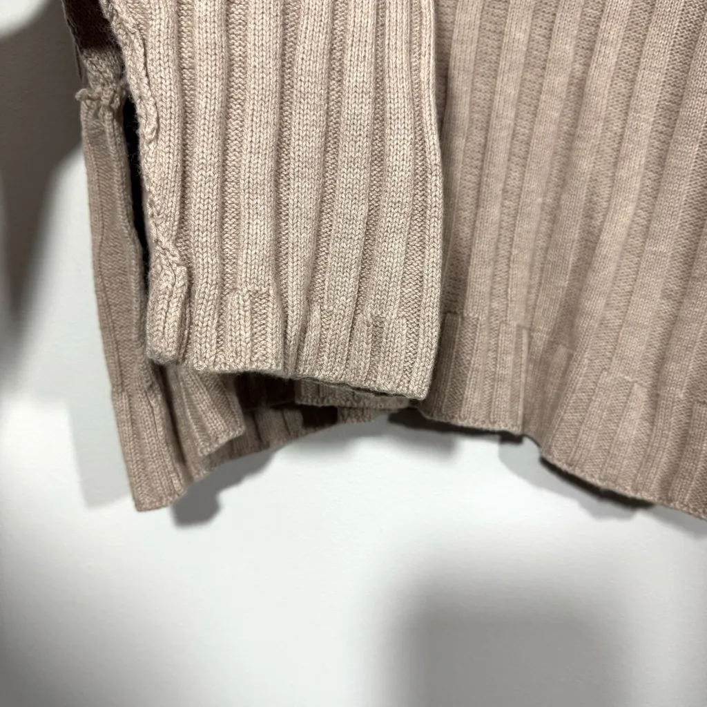 Le Lis Collection Sienna Stand Collar Taupe Tan Ribbed Knit Sweater - Image 4