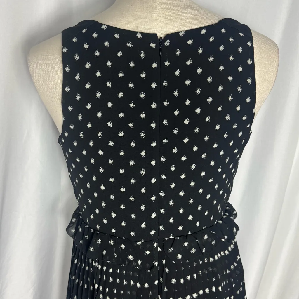 Ann Taylor Loft Elegant Black and White Polka Dot Dress pleated zip up NWOT 4p - Image 7