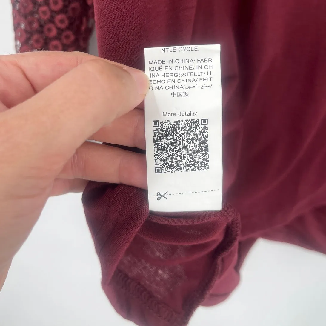 Burgundy Draped Surplice Lace Womens Top Sz 4XL Boho Whimsigoth Fall Draped - Image 9