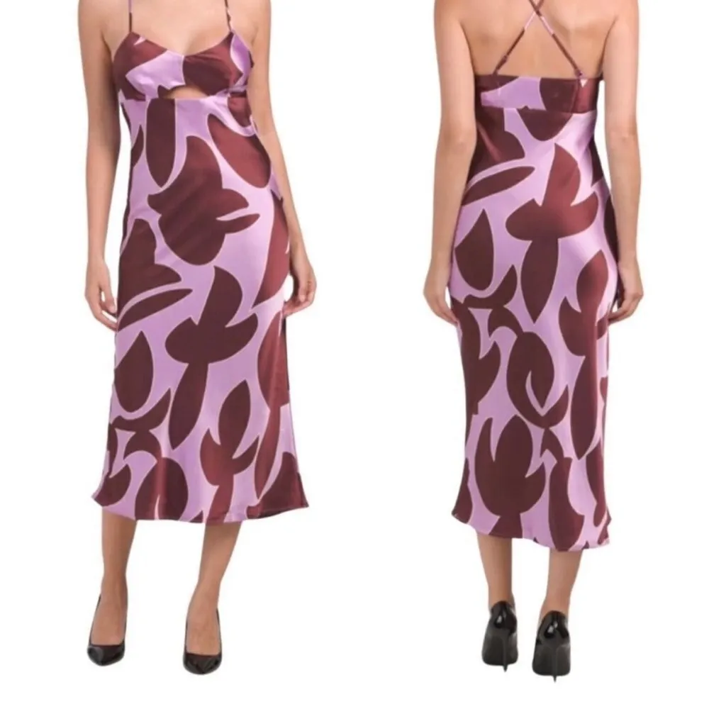 House Of Harlow 1960 Boho 70s Midi Dress Satin Green Blue Size XS New Chic Beach - Image 5