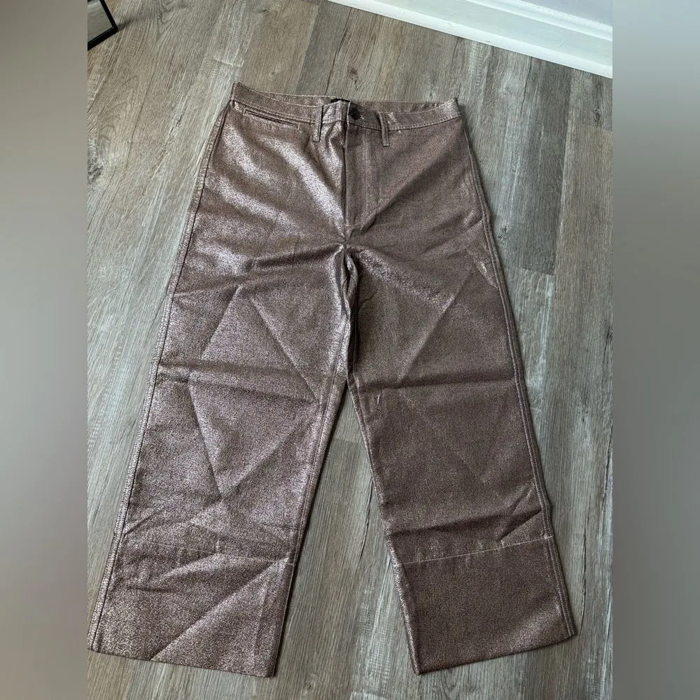 Madewell Slim Emmett Wide Leg Crop Pants in Metallic Brown Size 31 Size 10 - Image 6