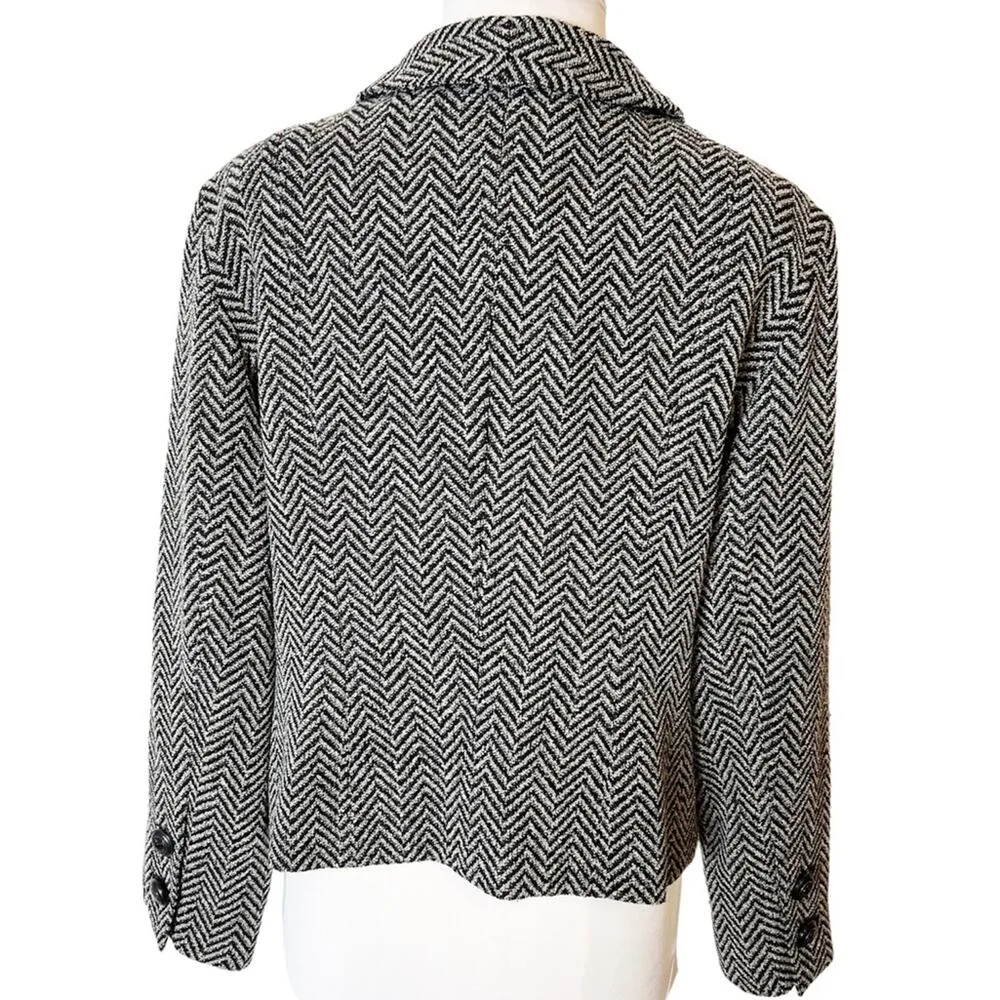 Rena Lange wool herringbone lady jacket gray black sz 42 - Image 2