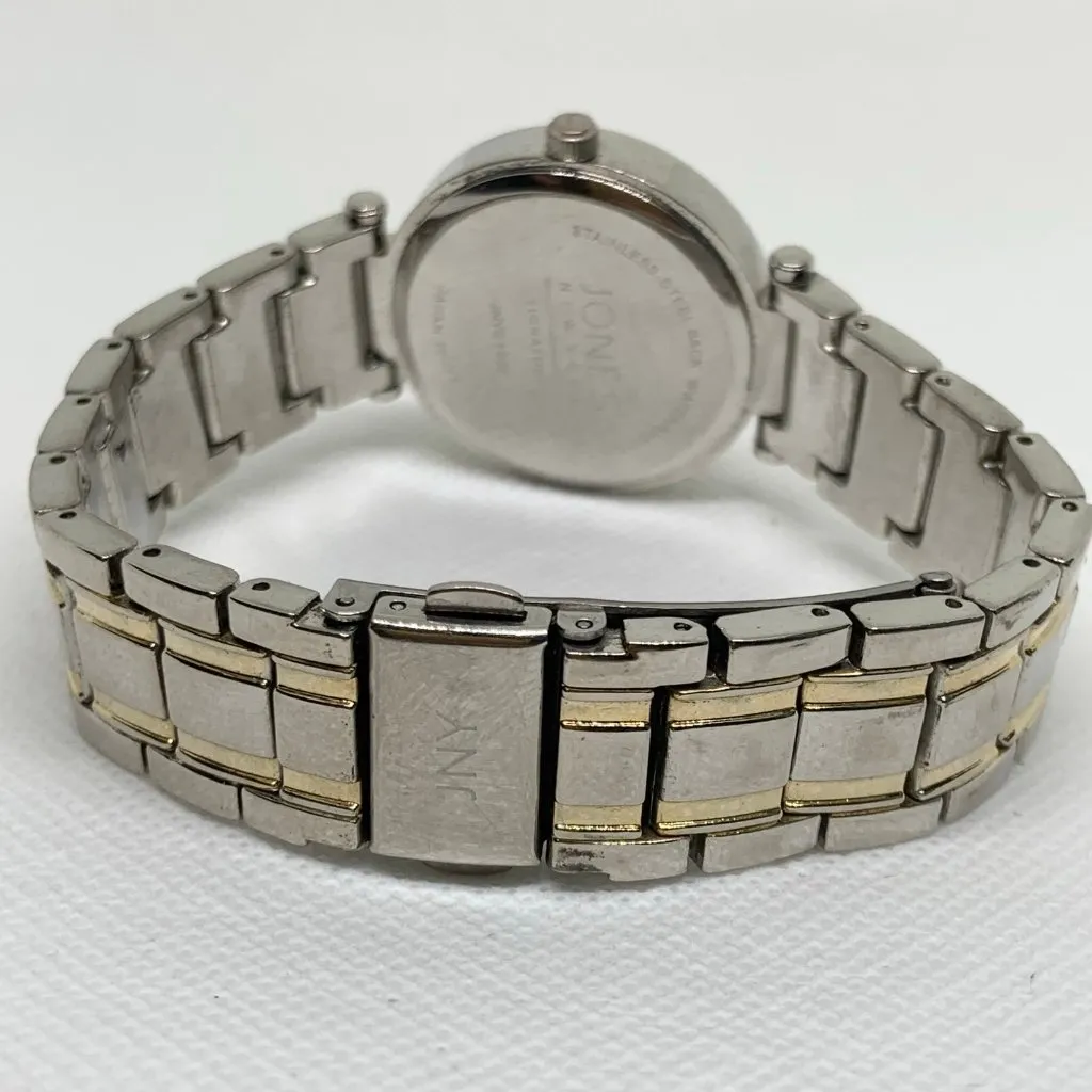 Jones New York silver gold tone women watch 32mm round quartz analog running - Image 5