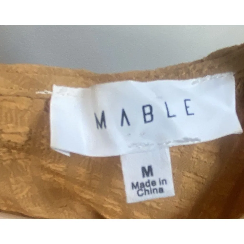 Mable Dress Puff‎ Sleeve Tiered Mustard Gold Cotton Cottagecore Mini Size Medium Yellow - Image 7