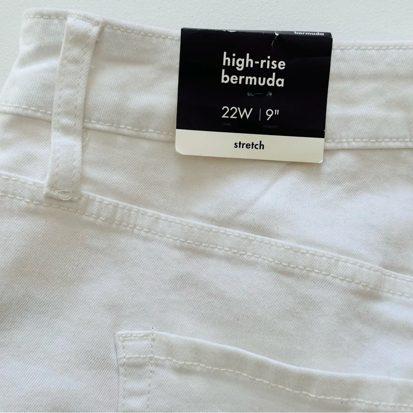 AVA & VIV Shorts White High Rise No Gap Waist Bermuda Denim Jean Plus 22W NEW - Image 7