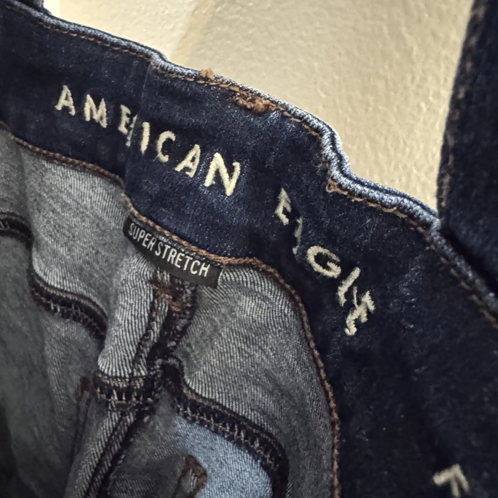 American Eagle Overalls Womens 4 Short Blue Denim Flare Super Stretch Jeans - Image 6