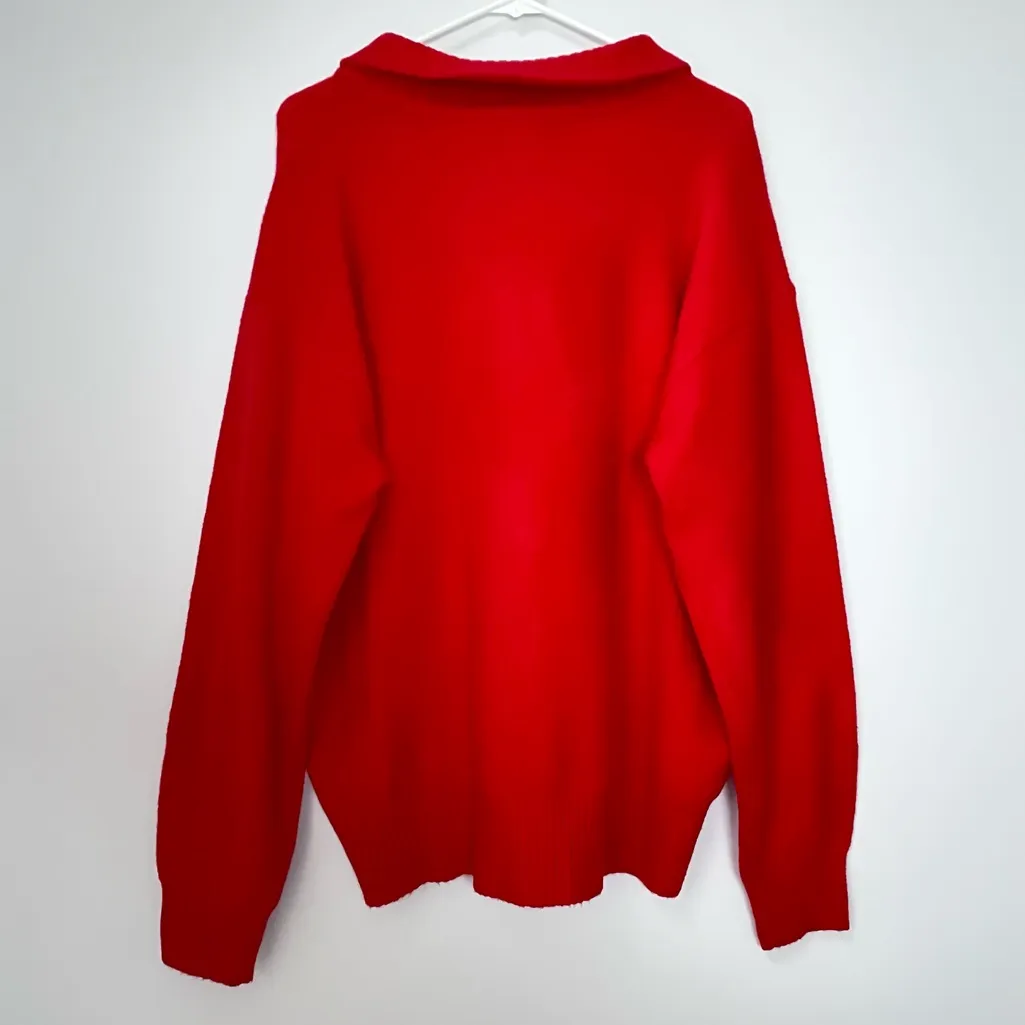 Eddie Bauer Alpine Route Essential Red Sweater 1/4 Zip Mock Neck Size Large - Image 6