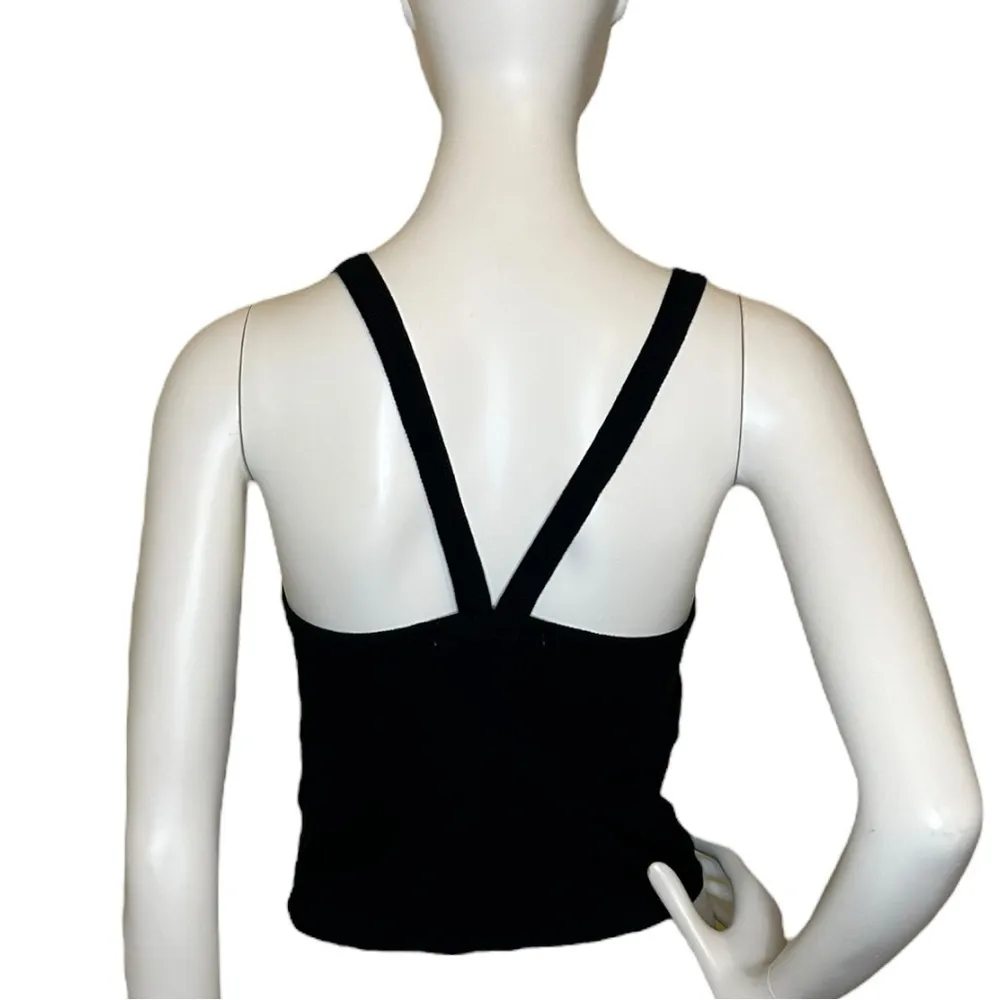 Juniors Womens Hippie Rose Black Peace Ribbed Racerback Tank Top Large - Image 2