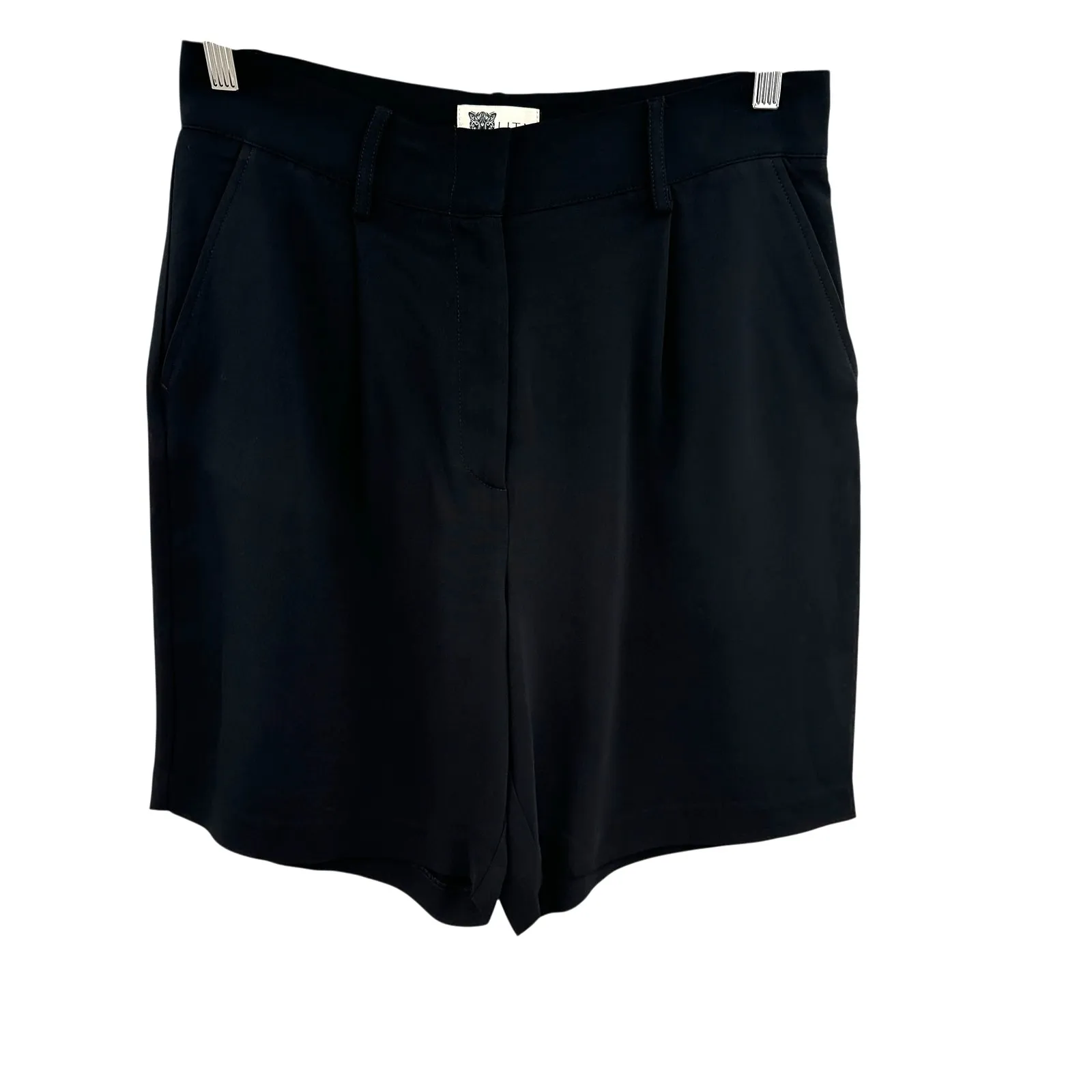 Lita by Ciara Revolve Trouser Shorts Pleated Style High Waist Black Size 10 - Image 4