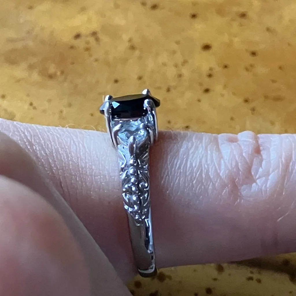 Natural Black Spinel Topaz Sterling Silver Ring Size 5 - Image 3