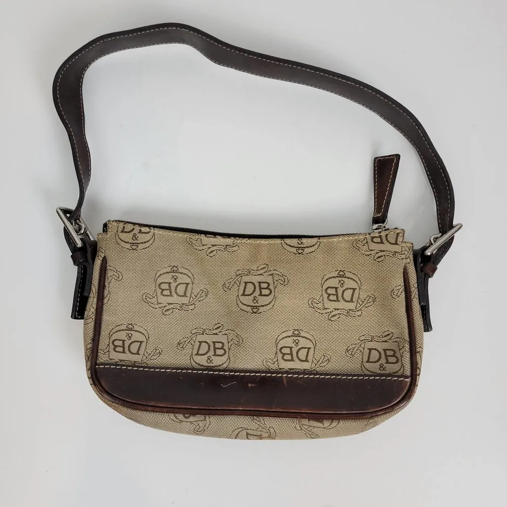 Vintage Dooney & Bourke Womens Baguette Bag One Size Brown Monogrammed Mini Zip - Image 6