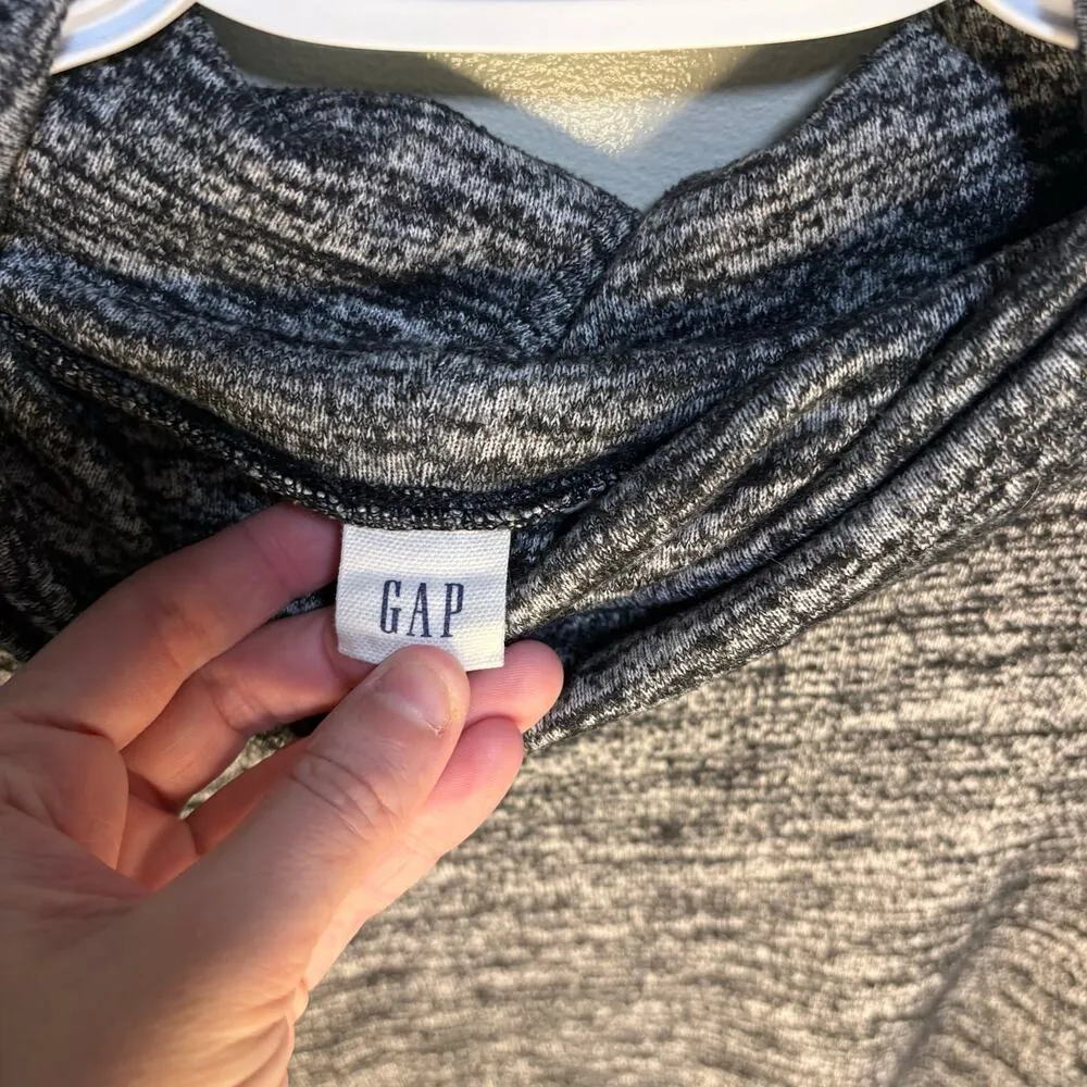 Gap Grey Black Burnout Cowlneck Sweater Long Sleeve Tunic Ribbed Sleeves Medium - Image 8