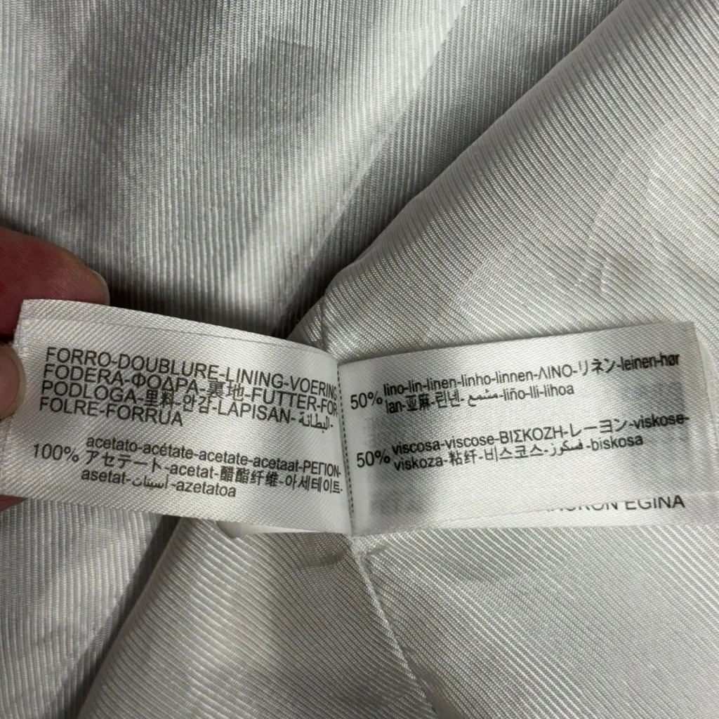 Zara Navy Blue Linen Blend Open Front Blazer Jacket Size Medium Striped Lining - Image 15