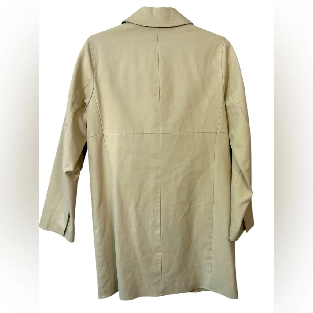 Coach Leatherware Canvas‎ Cotton Khaki Tan Hidden Button Long Trench Coat Jacket - Image 3