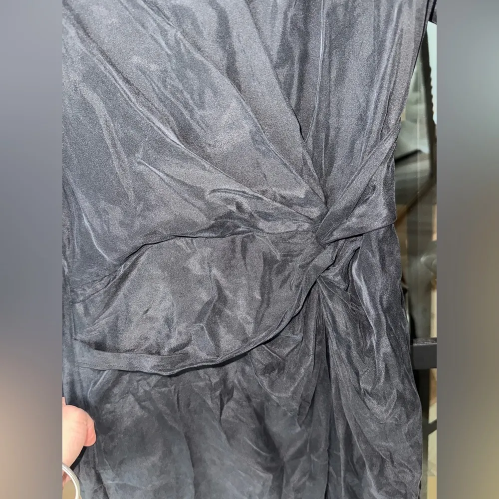 Rag & Bone Silk Midi Dress amber slit knot front long sleeve v-neck grunge 90s - Image 4