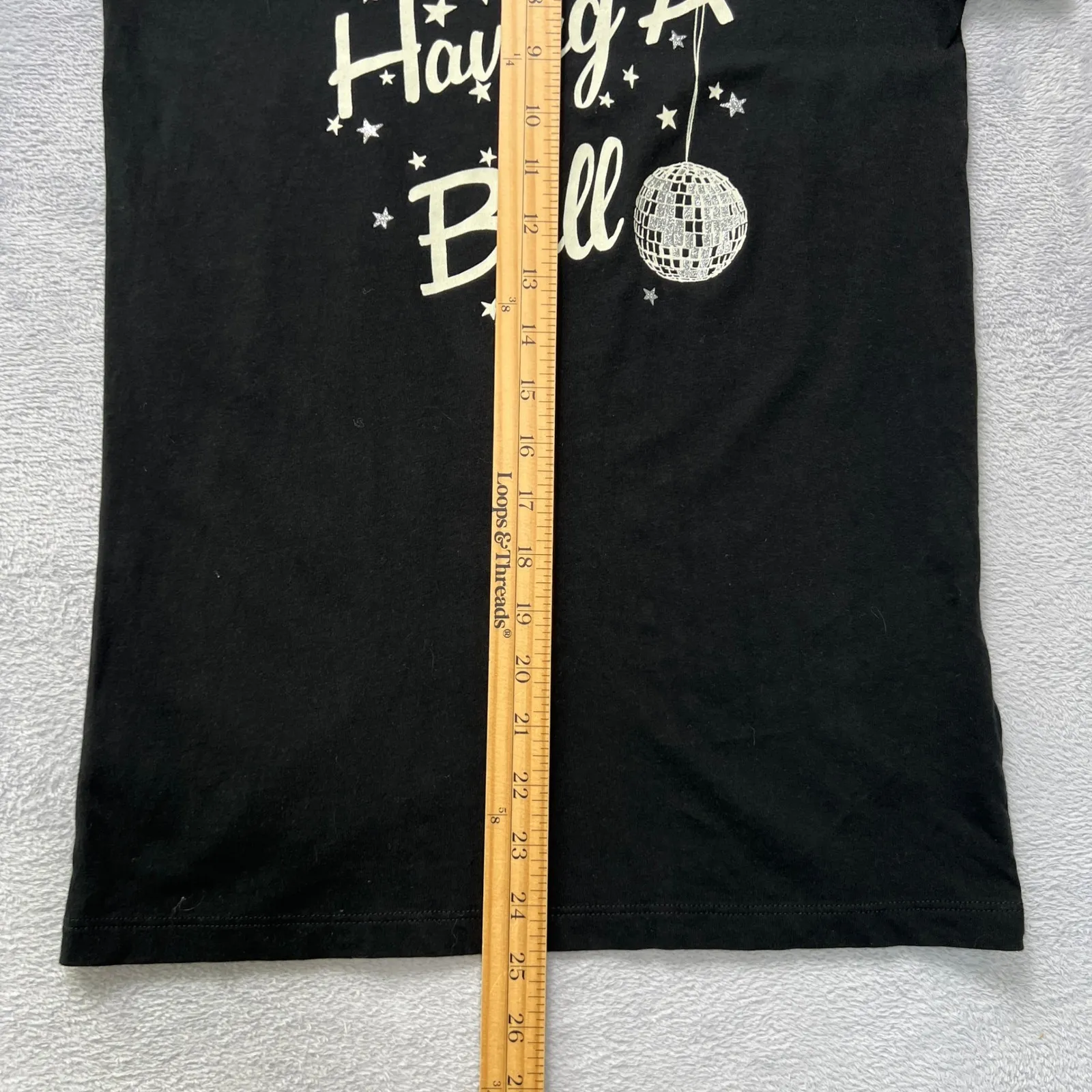 J.Crew Collector Tee XXS Black Graphic‎ Shirt "Having A Ball" Disco Star Print - Image 7