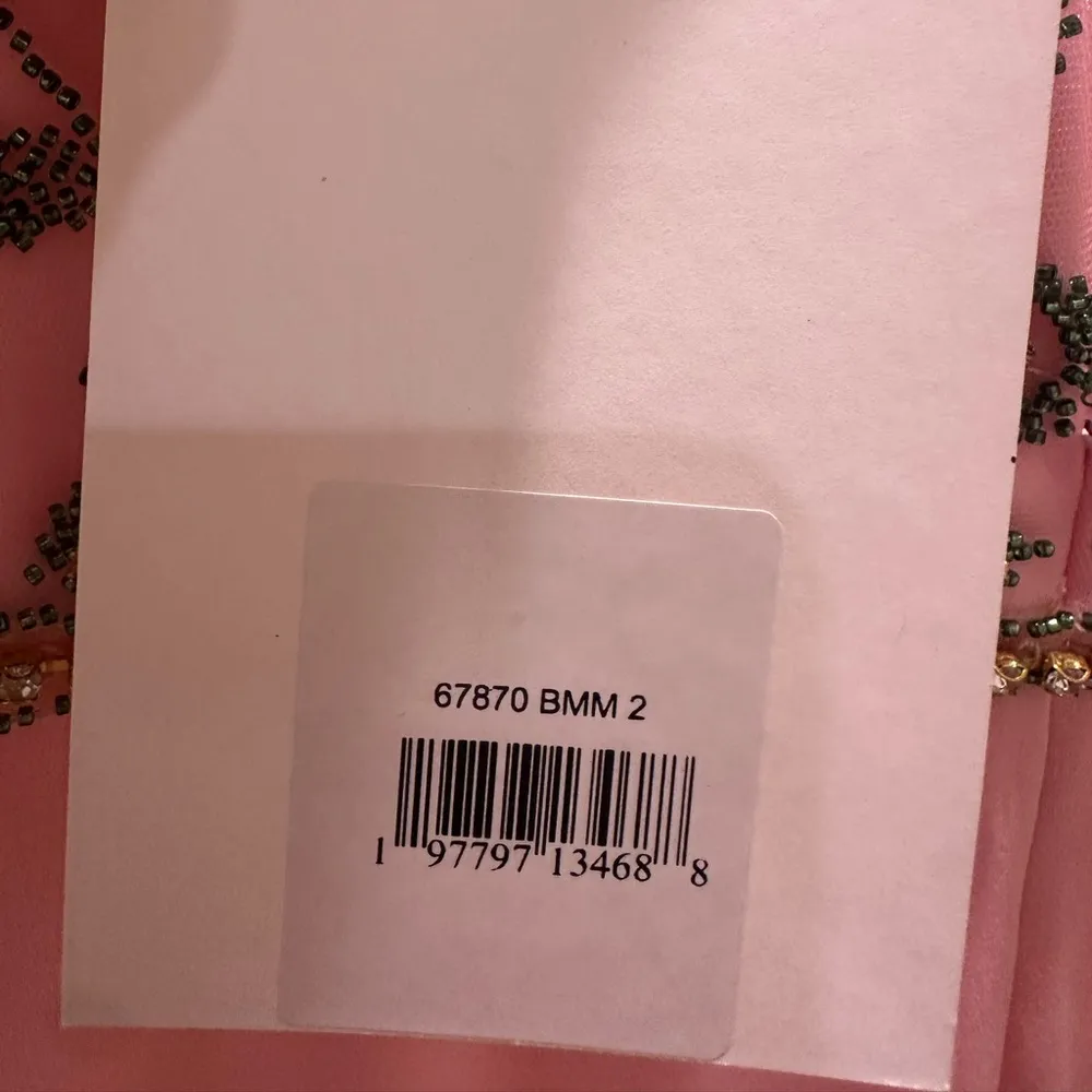 Mac Duggal Beaded Trumpet Gown 67870 PINK Long Sleeve High Neck Formal Dress - Image 5