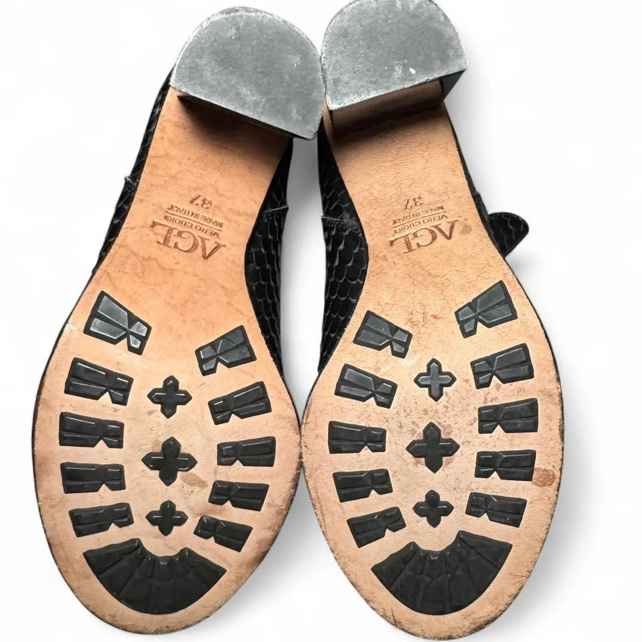 AGL Attilio Giusti Leombruni Women’s Size 37 Black Snakeskin Leather Ankle Boots - Image 5