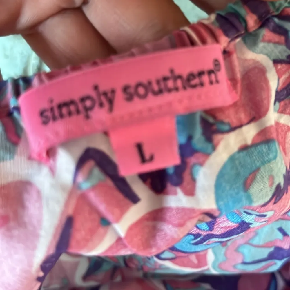 SIMPLY SOUTHERN TROPICAL SPAGHETTI STRAP maxi dress size Large 100% cotton - Image 8