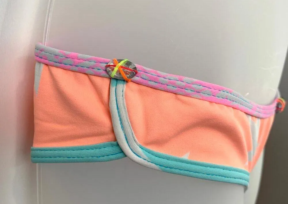 Agua Bendita Bikini Bandeau Star Print Orange Size M - Image 10