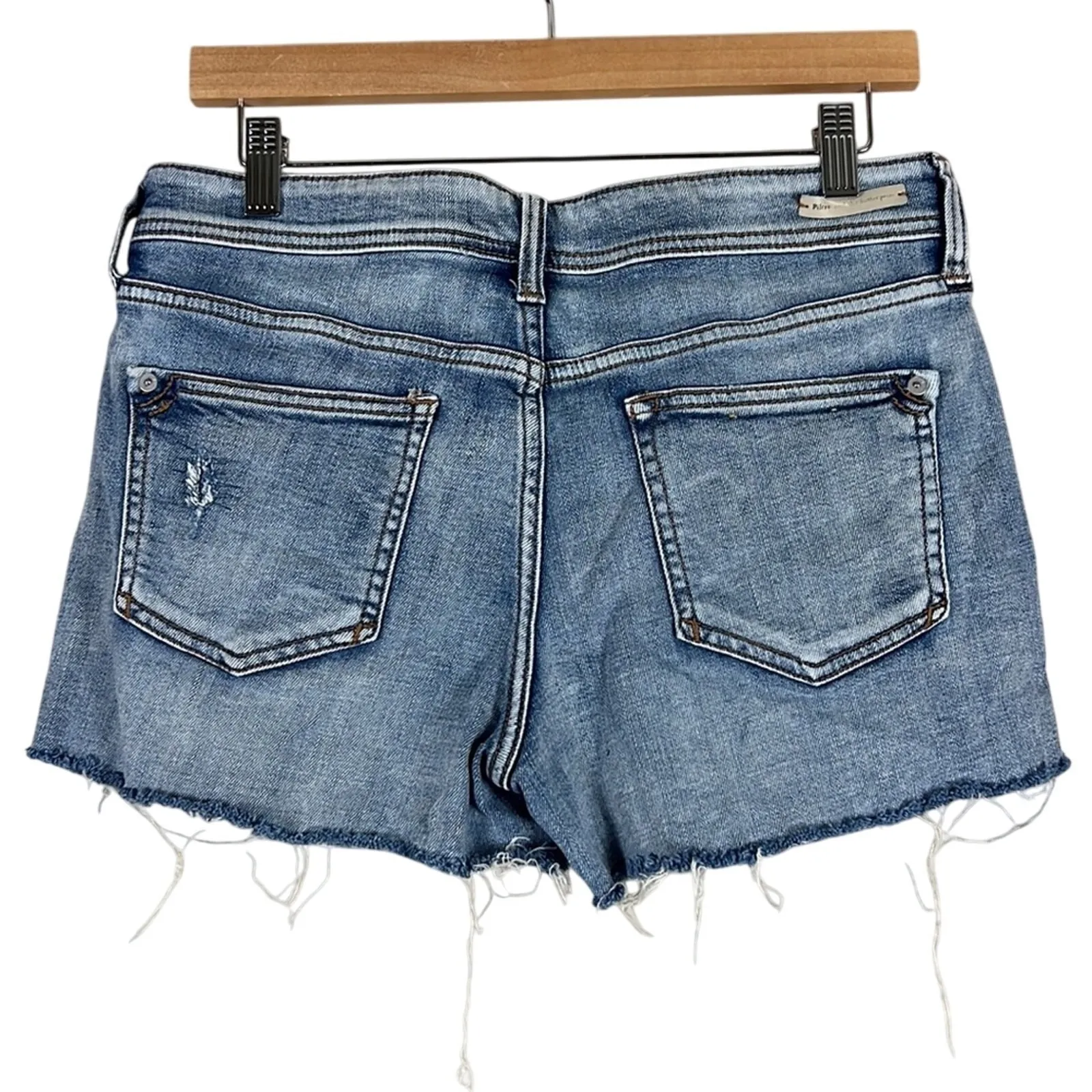 Pilcro and the Letterpress Distressed Patchwork Jean Shorts Medium Wash Size 29 - Image 4