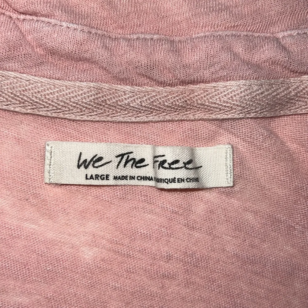 Free People We The Free Shirt Womens Large Pink Short Sleeve Knit Polo V Neck - Image 8