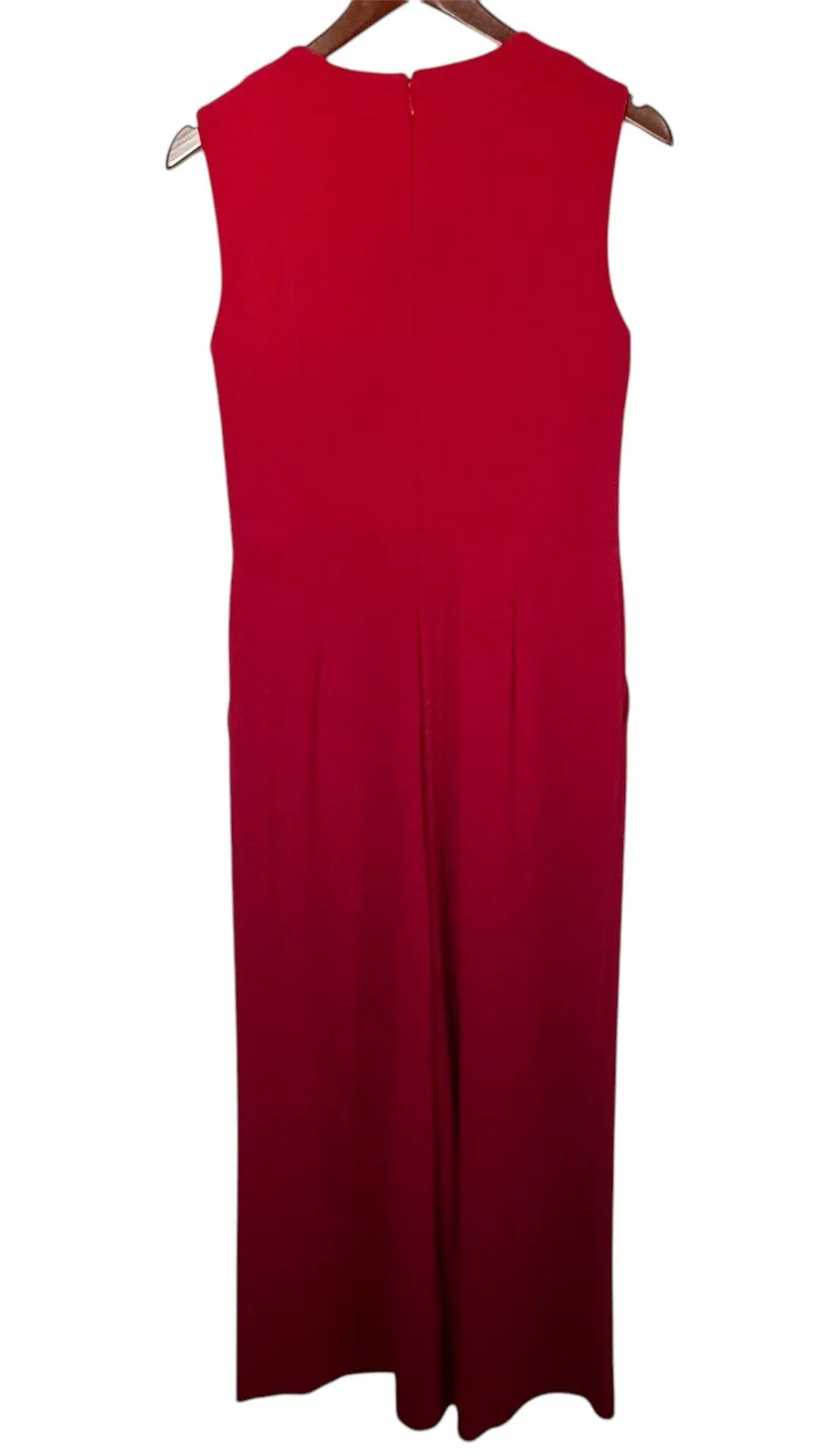 Red Sleeveless Cut Out Jumpsuit Size 8 Wide Leg Elegant Formal Chic - Image 2
