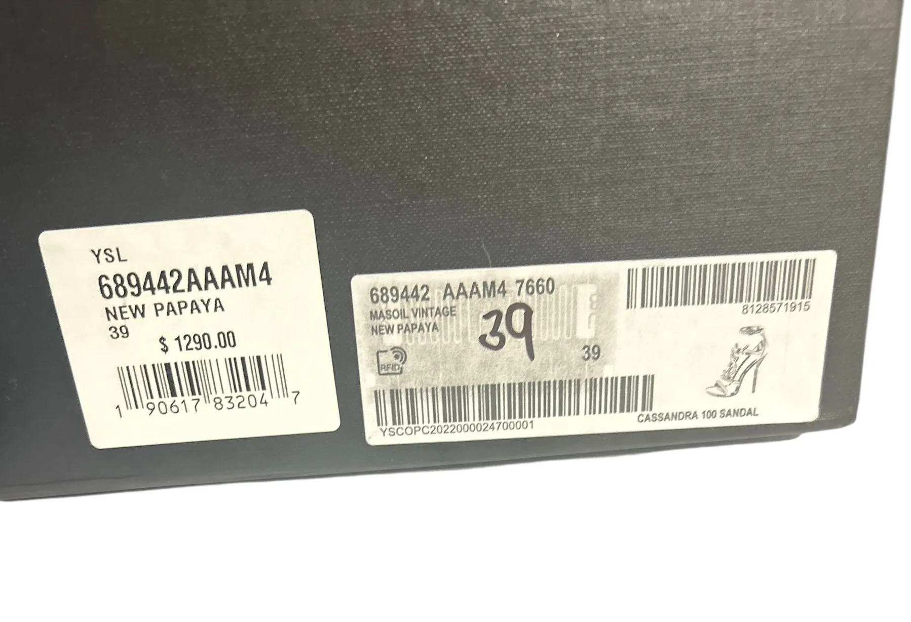 YSL Cassandra 100 sandal in new papaya NIB size 39 - Image 14