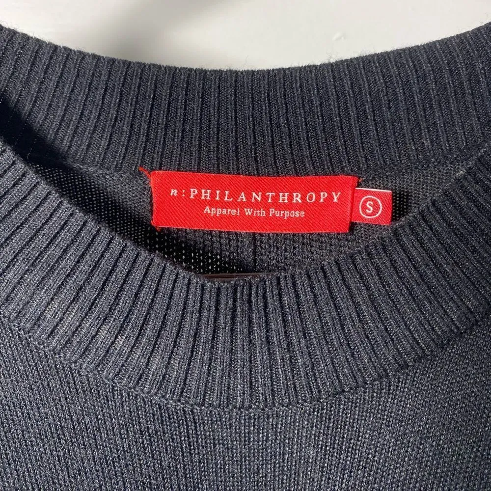 n:Philanthropy Ariel Open Crisscross Back Crewneck Sweater Black Sz Small - Image 3