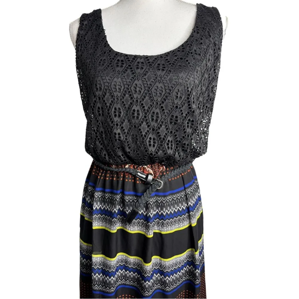 Auw Women’s Multicolor Lace Belted Maxi Dress - Image 2