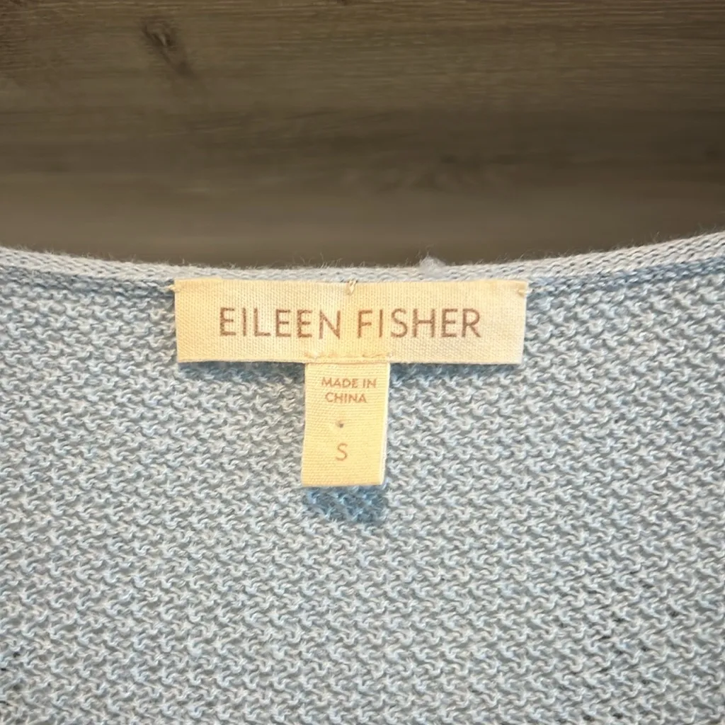 Eileen Fisher Cotton Cashmere Baby Doll Powder Blue Sweater Dress/Tunic, S - Image 3