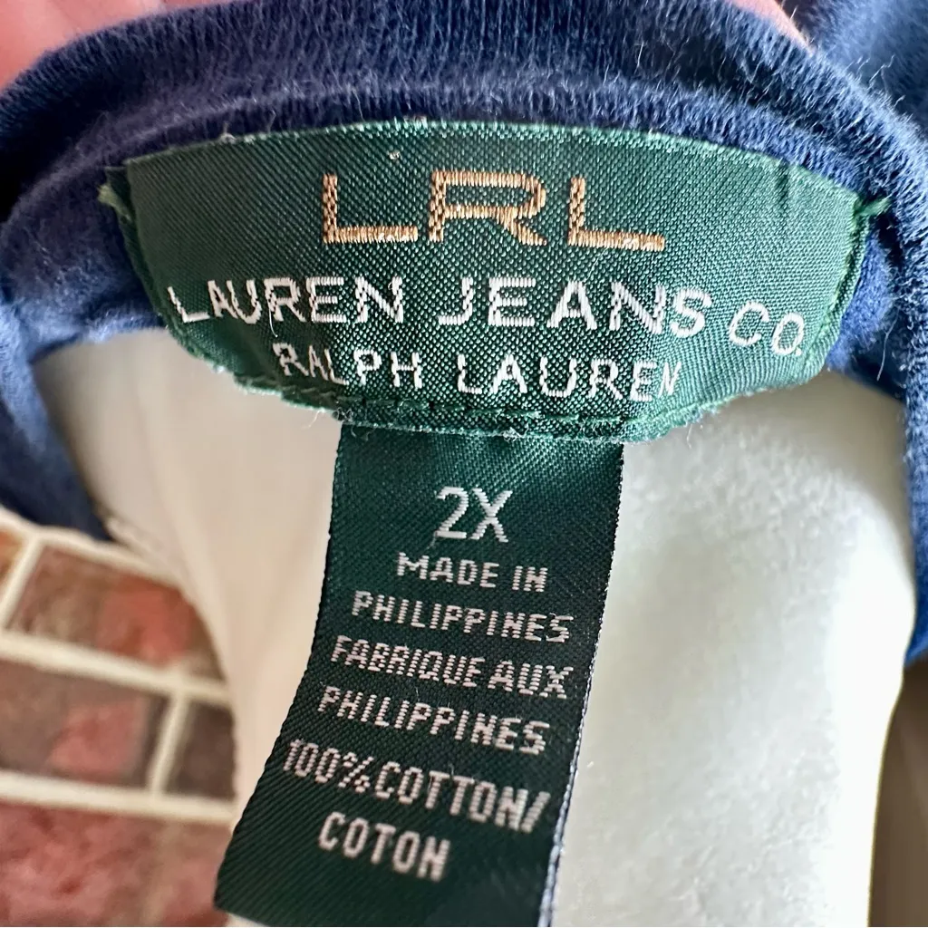 Lauren Ralph Lauren Navy and White Striped Tee Shirt Dress Drawstring Preppy - Image 9