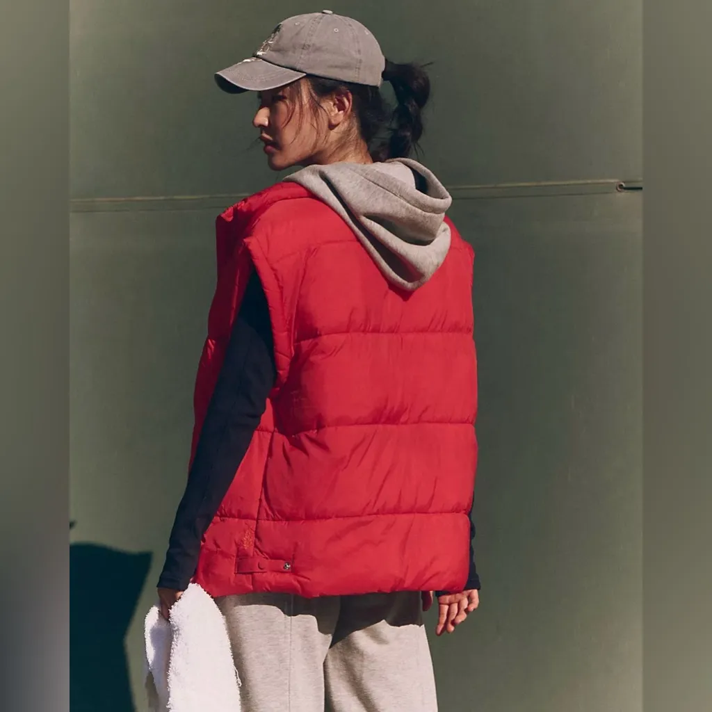 FREE PEOPLE In A Bubble Red Oversized Puffer Vest - Image 2