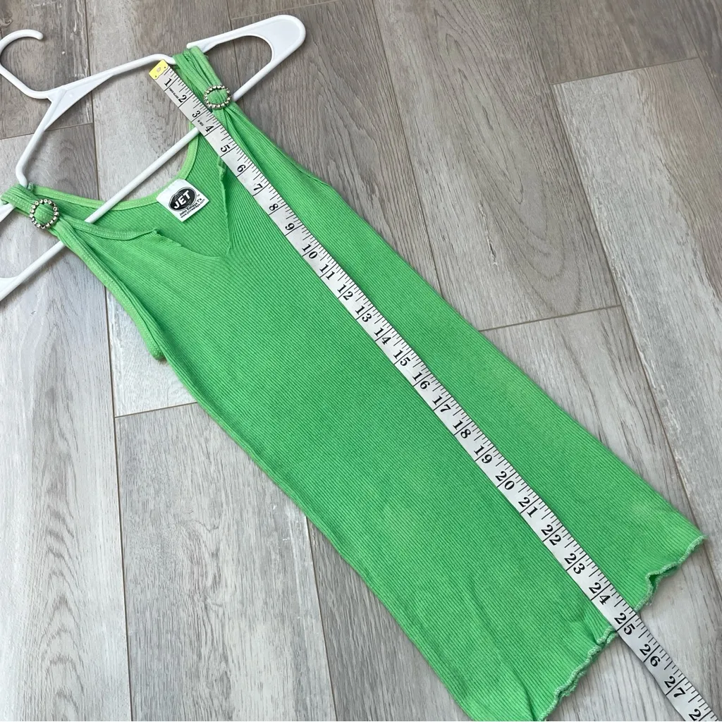 Vintage Y2K Tank jet rhinestone long womens Green (small) john eshaya neon party - Image 6