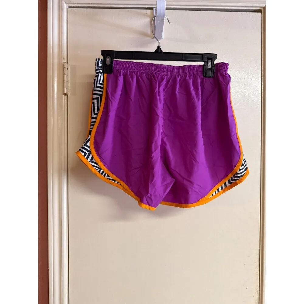 Nike Dri-Fit Running Shorts Purple W/ Orange Trim & Chevron Side Panels M - Image 4