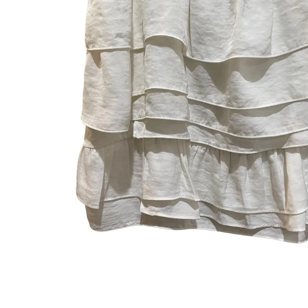 Who What Wear Tiered Ruffle Tank Top Cream Size XS - Image 3