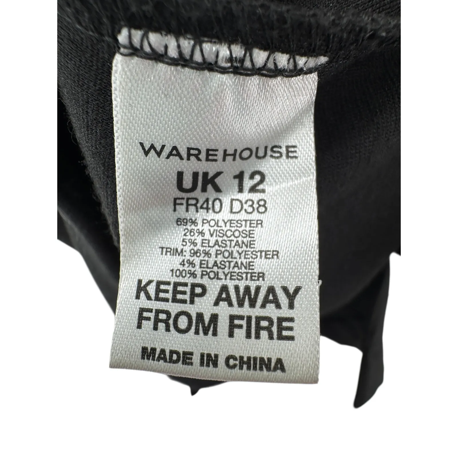 Black‎ Sleeveless Sheer Neckline Ruched Sheath Dress WAREHOUSE UK12 Black Size M - Image 6