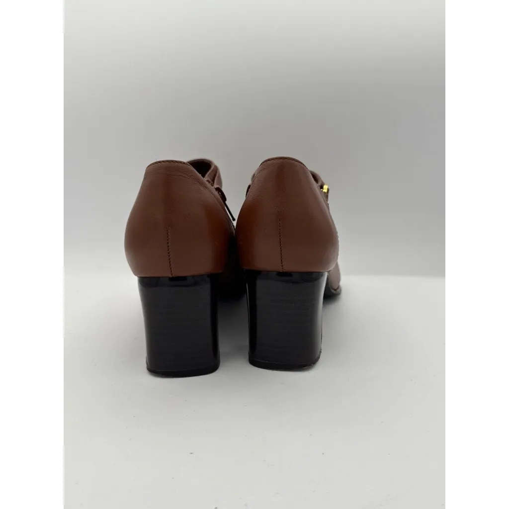 AJ Valenci Brown Leather Block Heel Ankle Booties With Side Zipper & Strap 7W Size 7 - Image 3