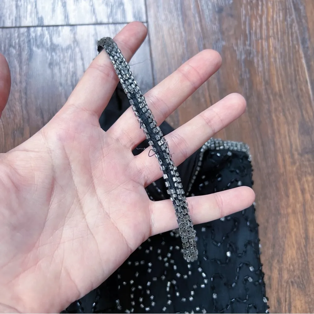 vintage • Laurence Kazar 90s beaded maxi dress black silk chiffon formal evening - Image 11