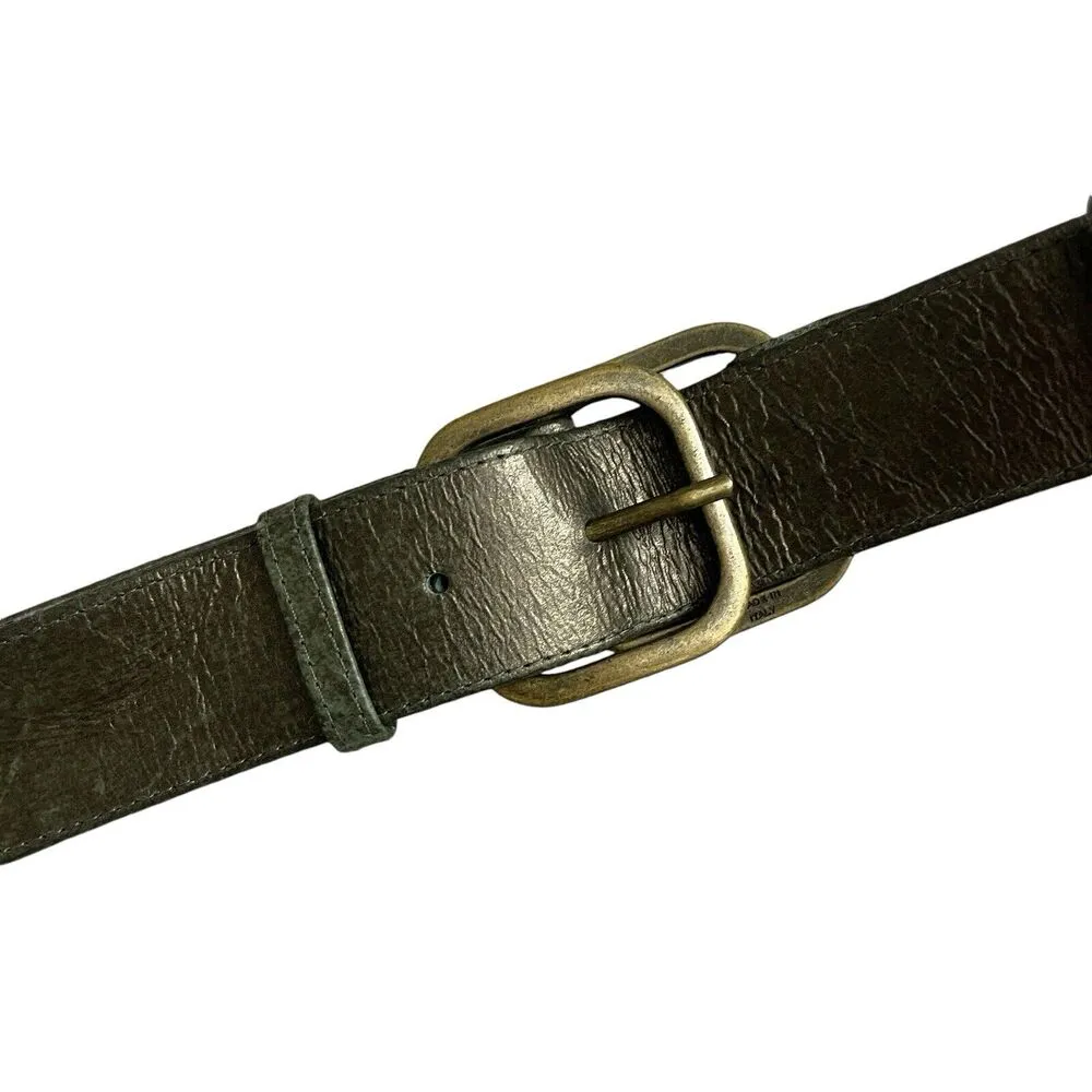 Vtg Suzi Roher Leather Belt Small Womens Green Metallic Brass Abel Canada 1.5" - Image 5