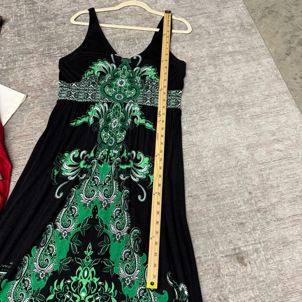 INC International Concepts Elegant Black and Green Sleeveless Maxi Dress Size L - Image 7