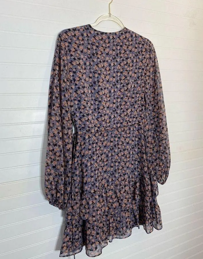 1. State Purple Multicolor Floral Long Sleeve Wrap Dress - Image 4