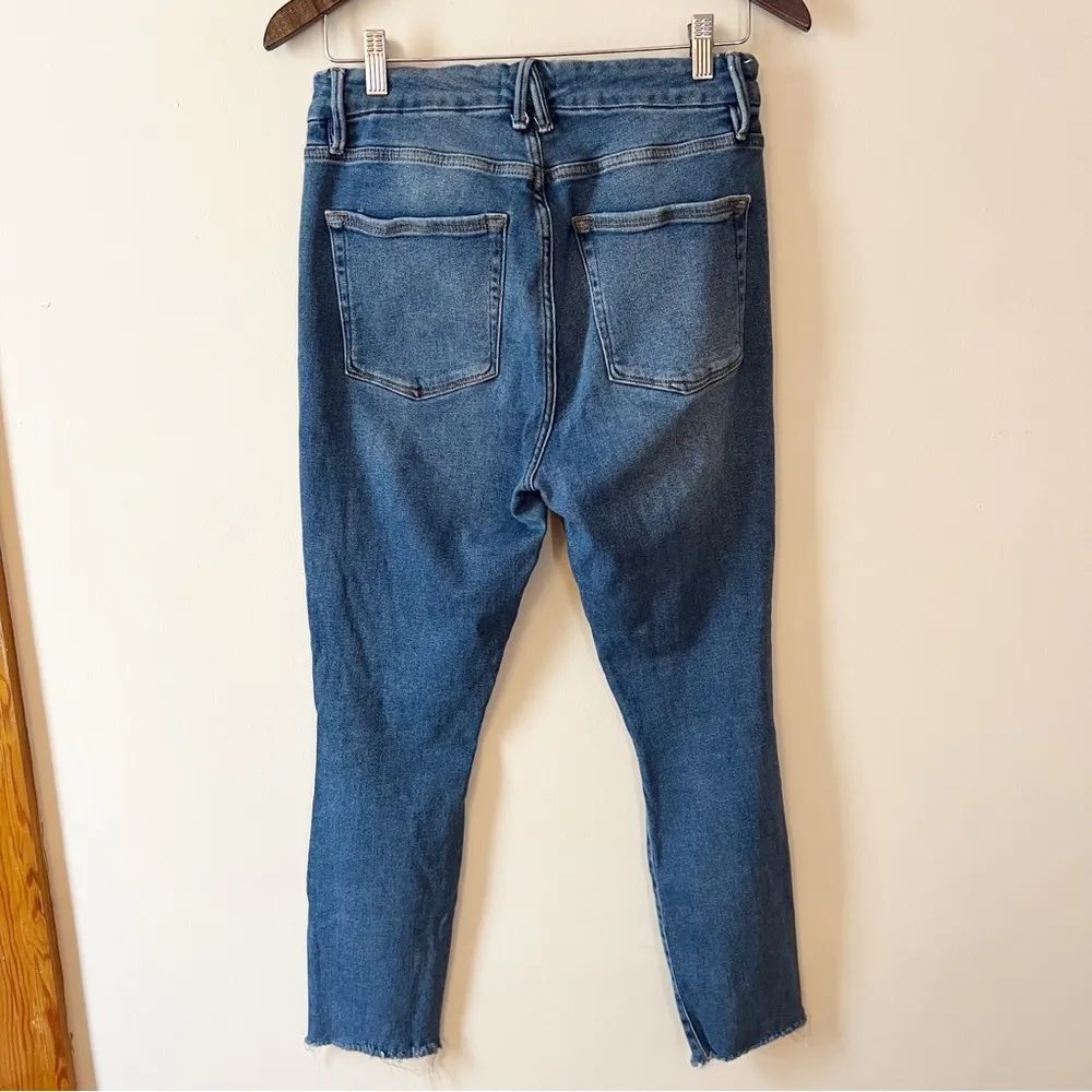 GOOD AMERICAN Good Waist Crop Raw Edge Skinny Jeans In Blue533 Size 10/30 - Image 5