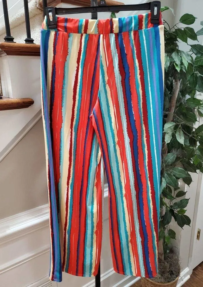 EST. 1946 Multicolor Polyester Mid Rise Wide Legs Comfort Waist Palazzo Pant S - Image 6