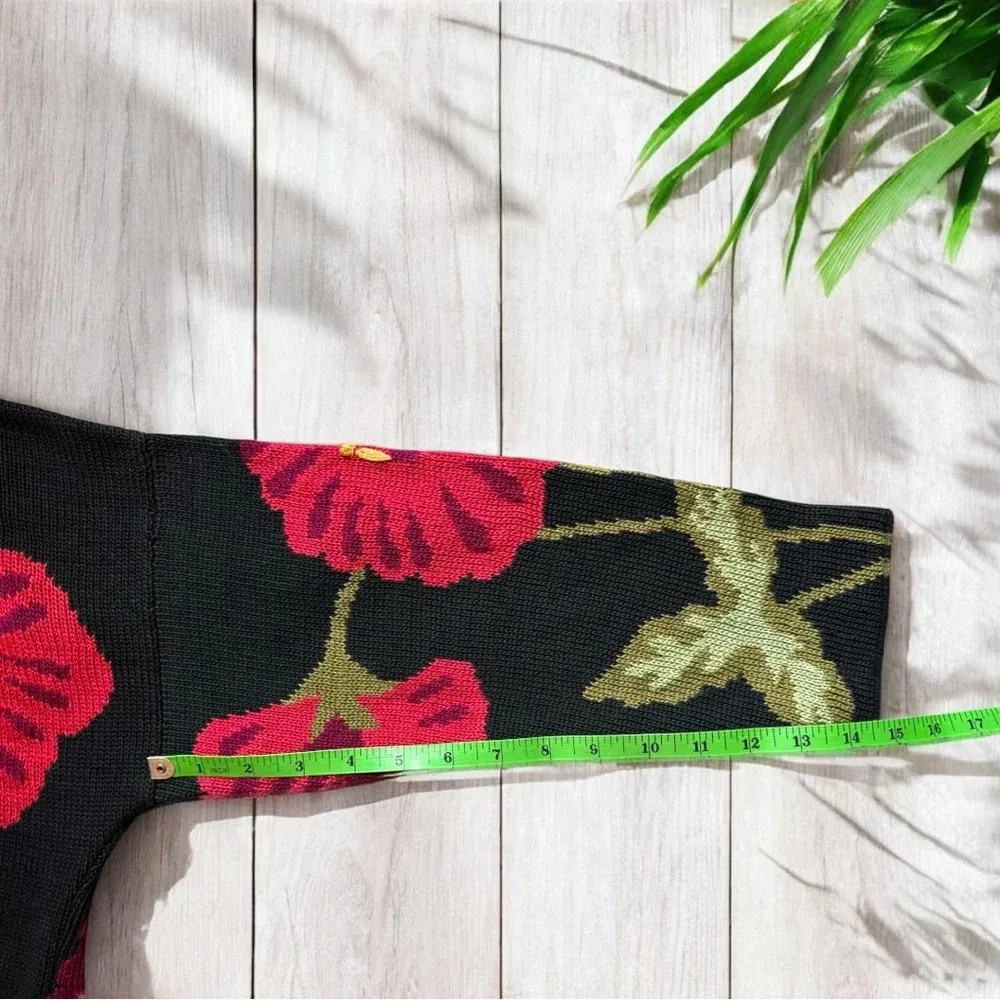 PERUVIAN CONNECTION Floral Knit Cardigan Sweater - XL - Image 8