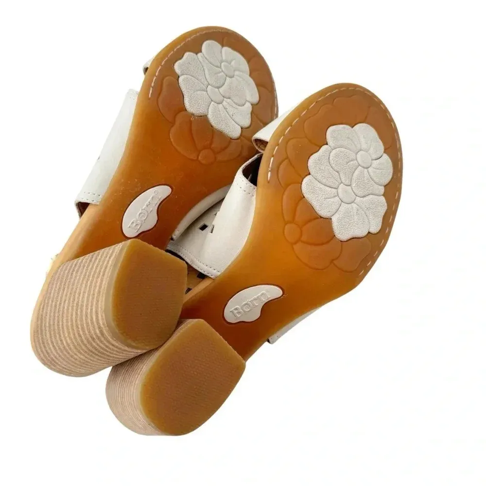 Born Leather Havana Open Toe Slingback Comfort Sandal Cream Beige Size 10 - Image 6