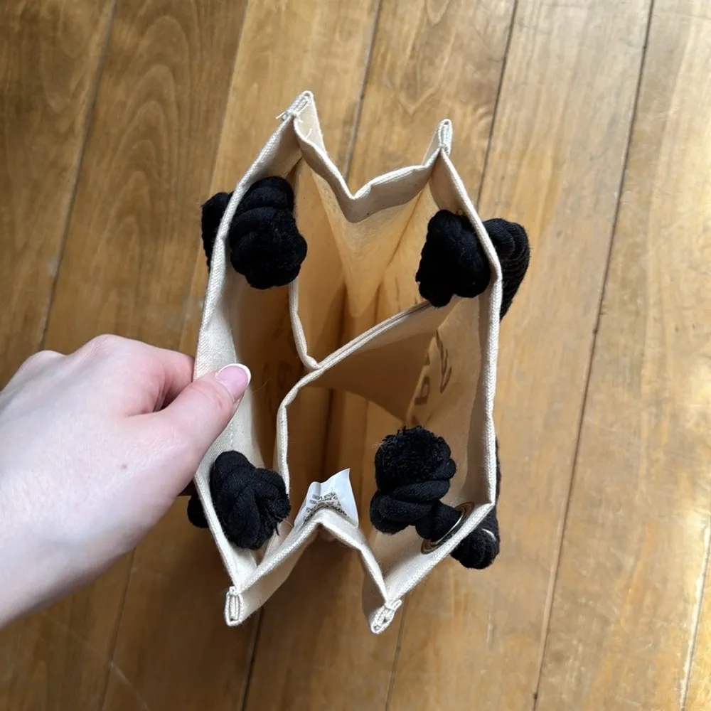 Canvas Wine Tote with Black Rope Handles “Why limit happy to an hour?” - Image 3