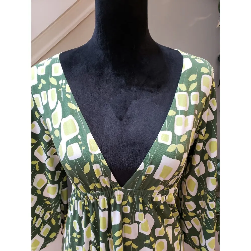 Uncle Frank Women's Size M Green Floral Print Dress Polyester Spandex Casual - Image 6