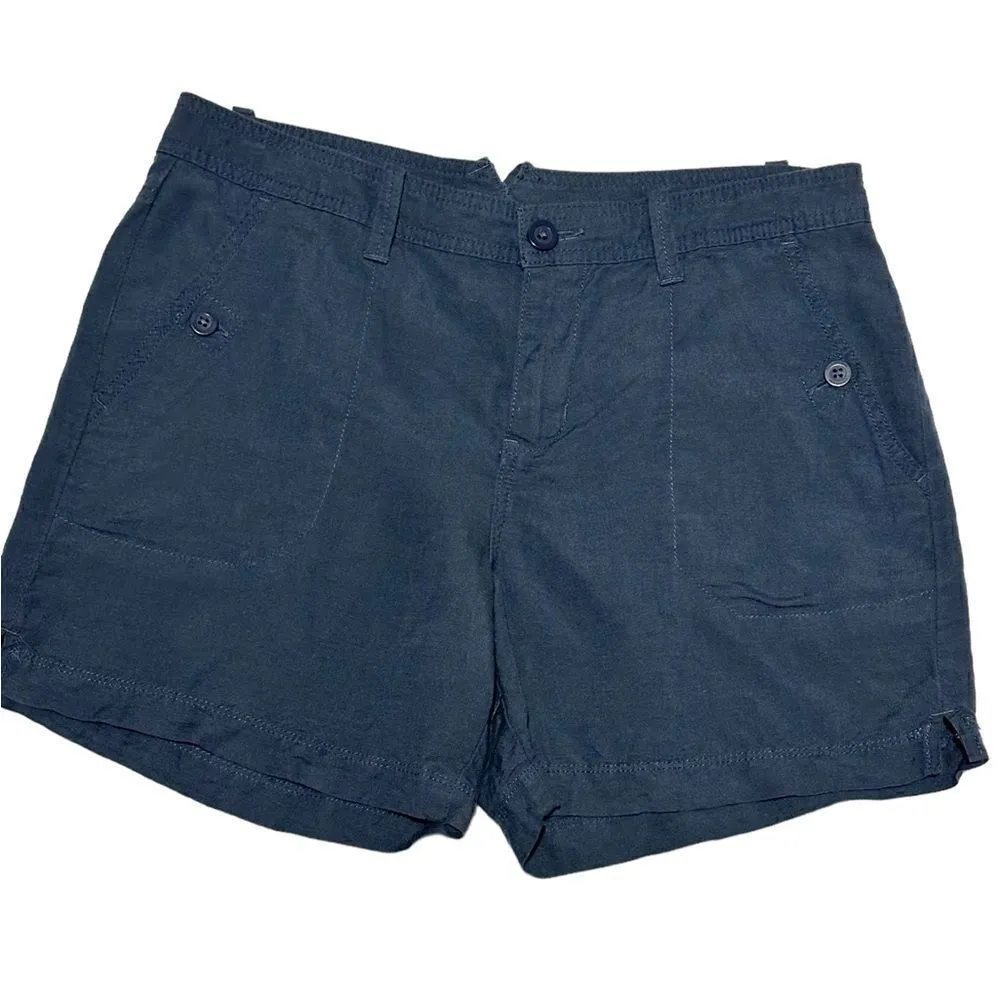Calvin Klein Midnight Oil Blue Linen Classic Shorts Size 6 - Image 4