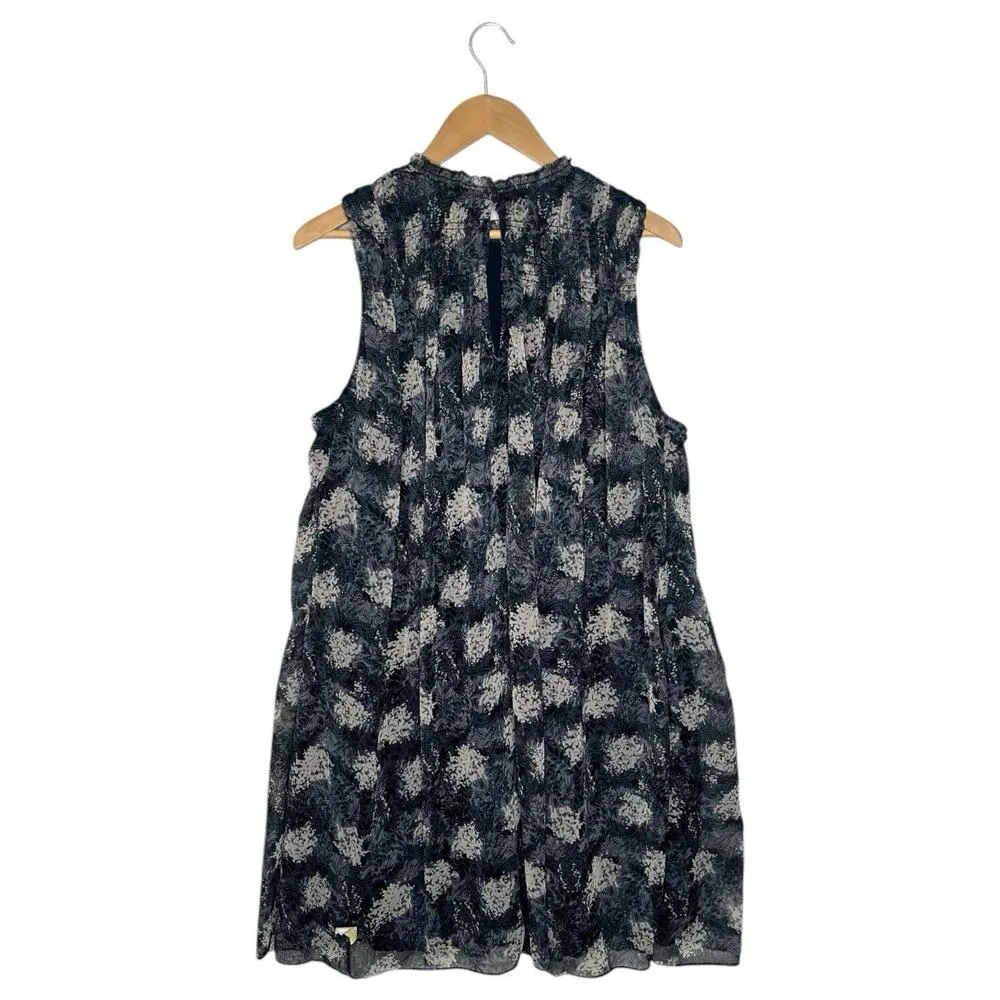 Joie Dress Womens L Thelen Baltic Swing Trapeze Chiffon High Neck Lined Blue - Image 3